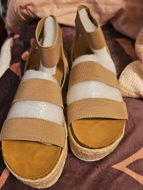 Soda Tan Elastic-Strap Espadrille Platform Sandals
